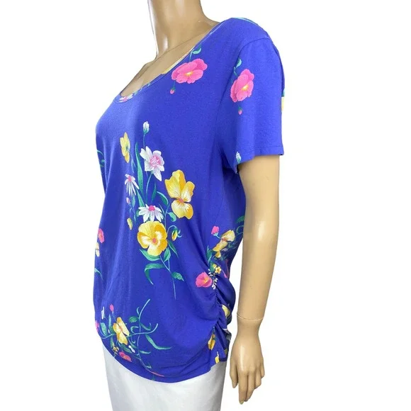 Old Navy Maternity Fitted Blouse XL Scoop Neck Short Sleeve Cotton/Spandex - Picture 2 of 5